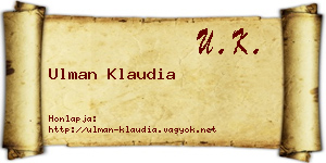 Ulman Klaudia névjegykártya